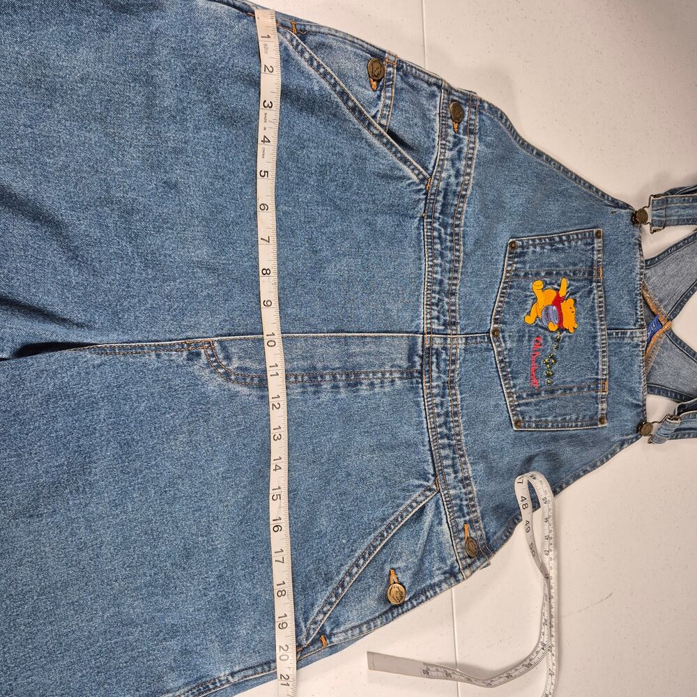 Winnie the Pooh Oh Bother Embroidered Blue Denim Carpenter Jeans Overalls Large - Picture 6 of 8